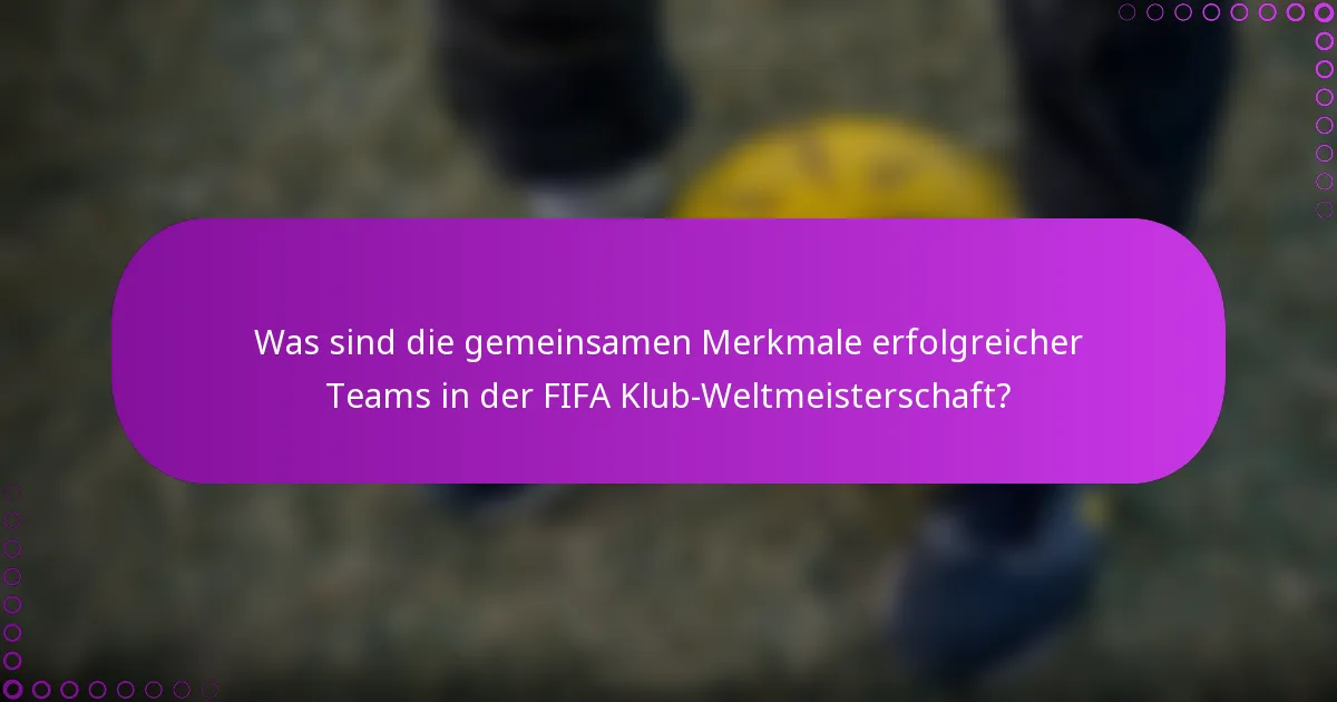 Was sind die gemeinsamen Merkmale erfolgreicher Teams in der FIFA Klub-Weltmeisterschaft?