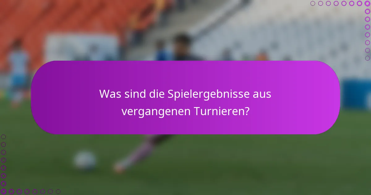 Was sind die Spielergebnisse aus vergangenen Turnieren?
