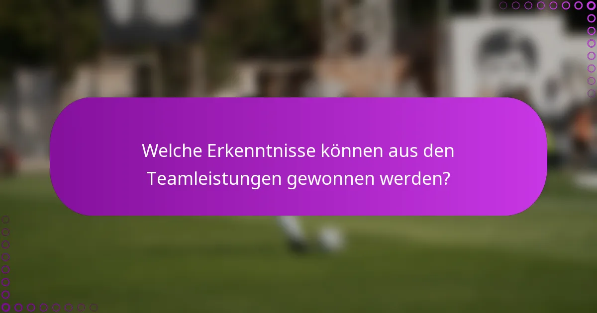 Welche Erkenntnisse können aus den Teamleistungen gewonnen werden?